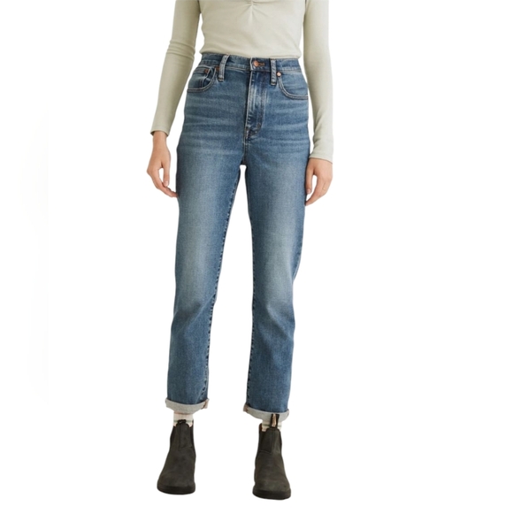 Madewell The High-rise Slim Boyjean Light Distressed Wash Blue Jeans size 27 - Picture 1 of 15
